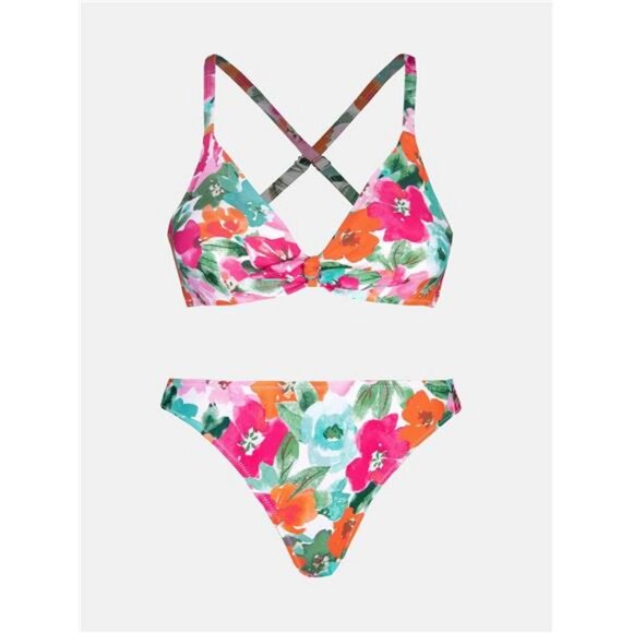 Women's Two Piece Bikini Set Floral Print Knot Bunny Tie - Picture 5 of 7